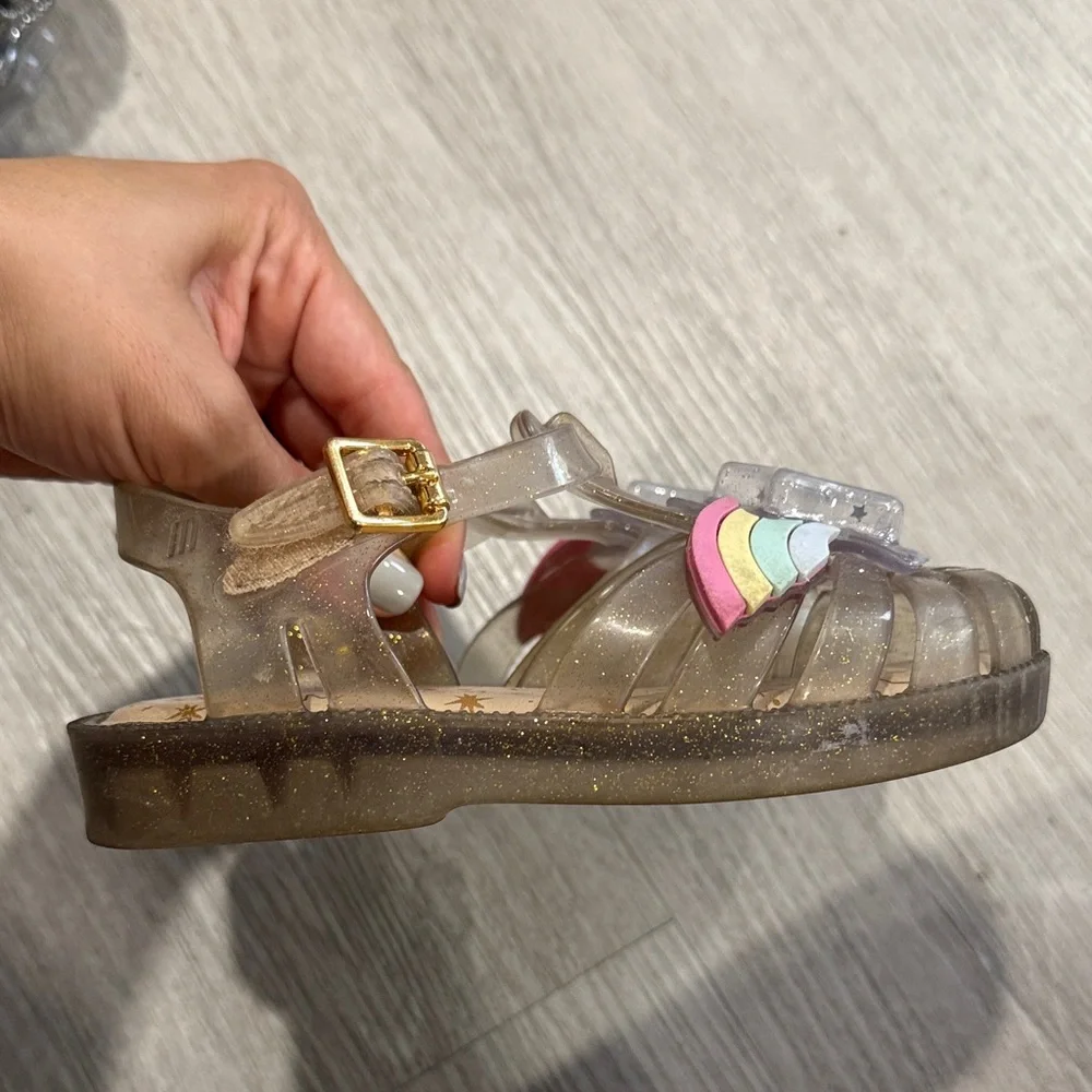 Mini Melissa Kids' Shooting Star Rainbow glitter sandals